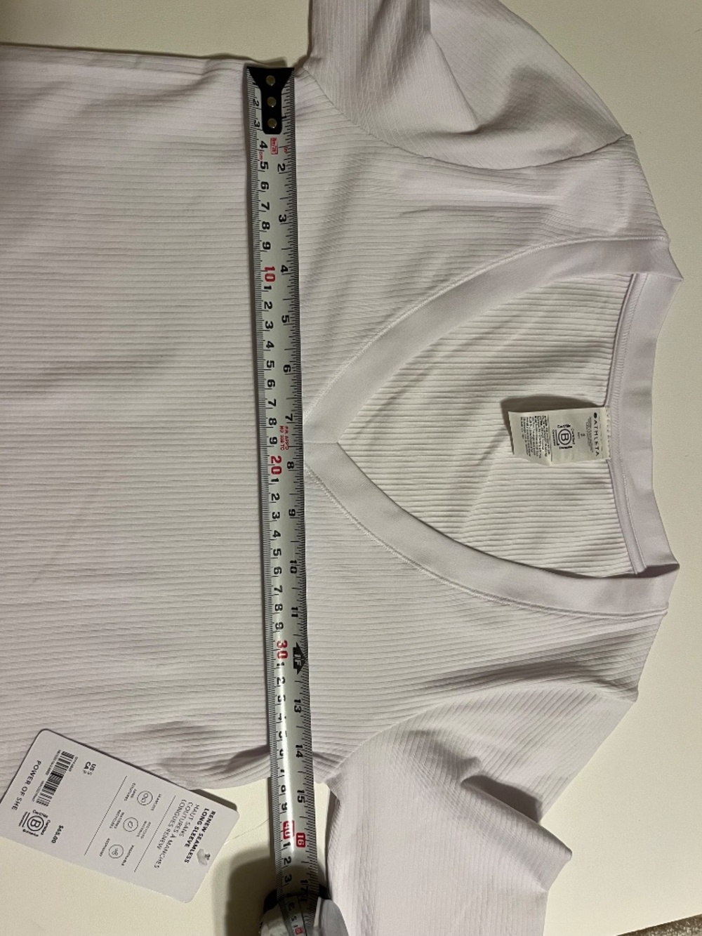 Athleta size Small White V-Neck Long Sleeve T-Shirt Top - Picture 3 of 5